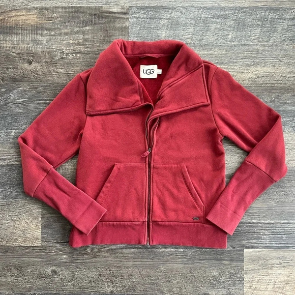 UGG Jackets & Blazers - UGG Pauline Double Knit Fleece Jacket Rust Red Medium